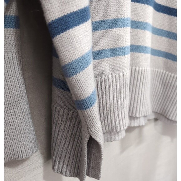 Philosophy Womens 1X Sweater Gray/Blue Striped Crewneck Pullover Nautical Casual - Picture 10 of 16
